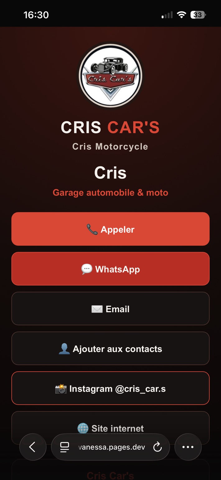 Exemple de carte NFC CRIS CAR'S